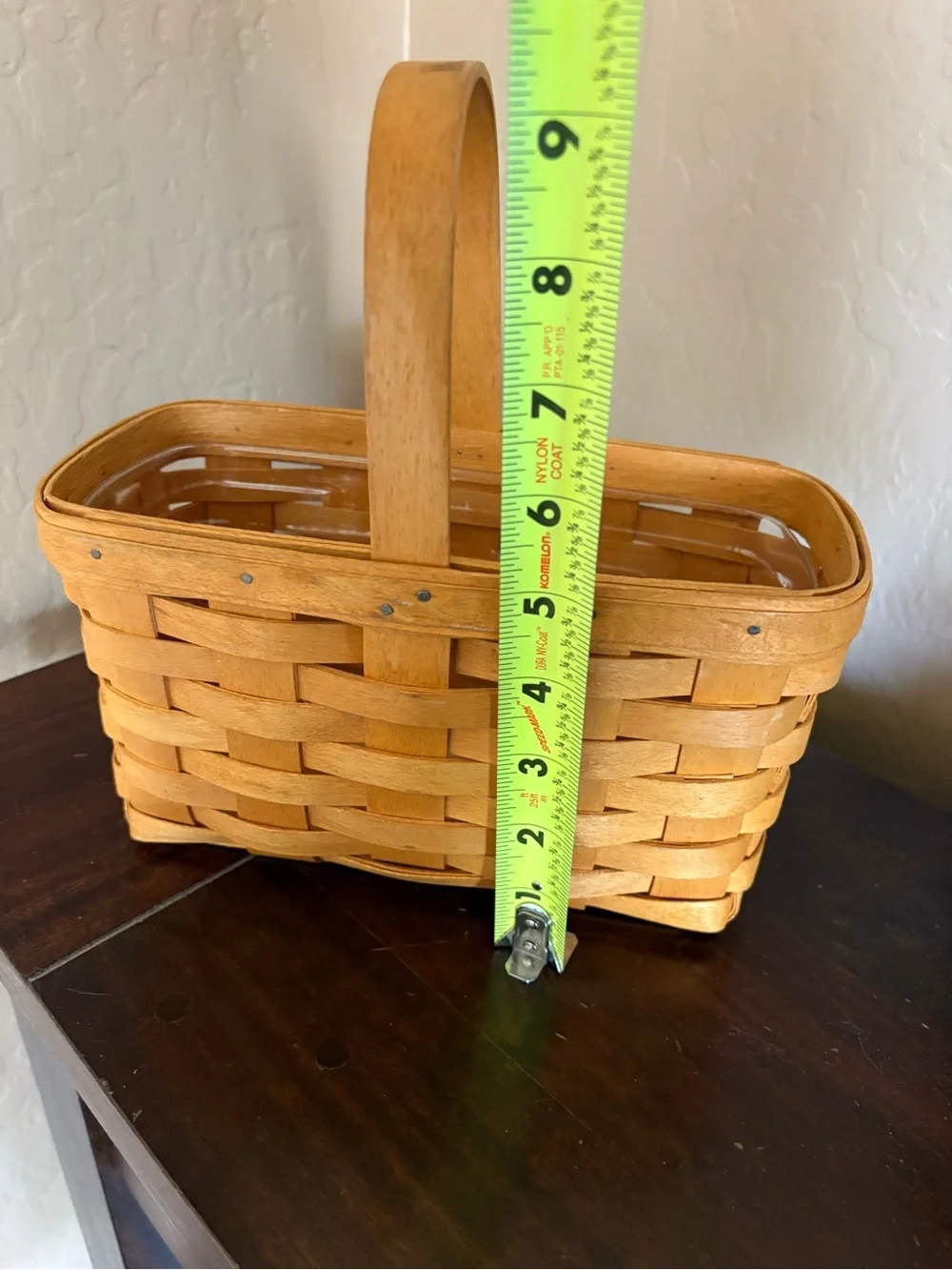 Longaberger woven wood basket in light tan